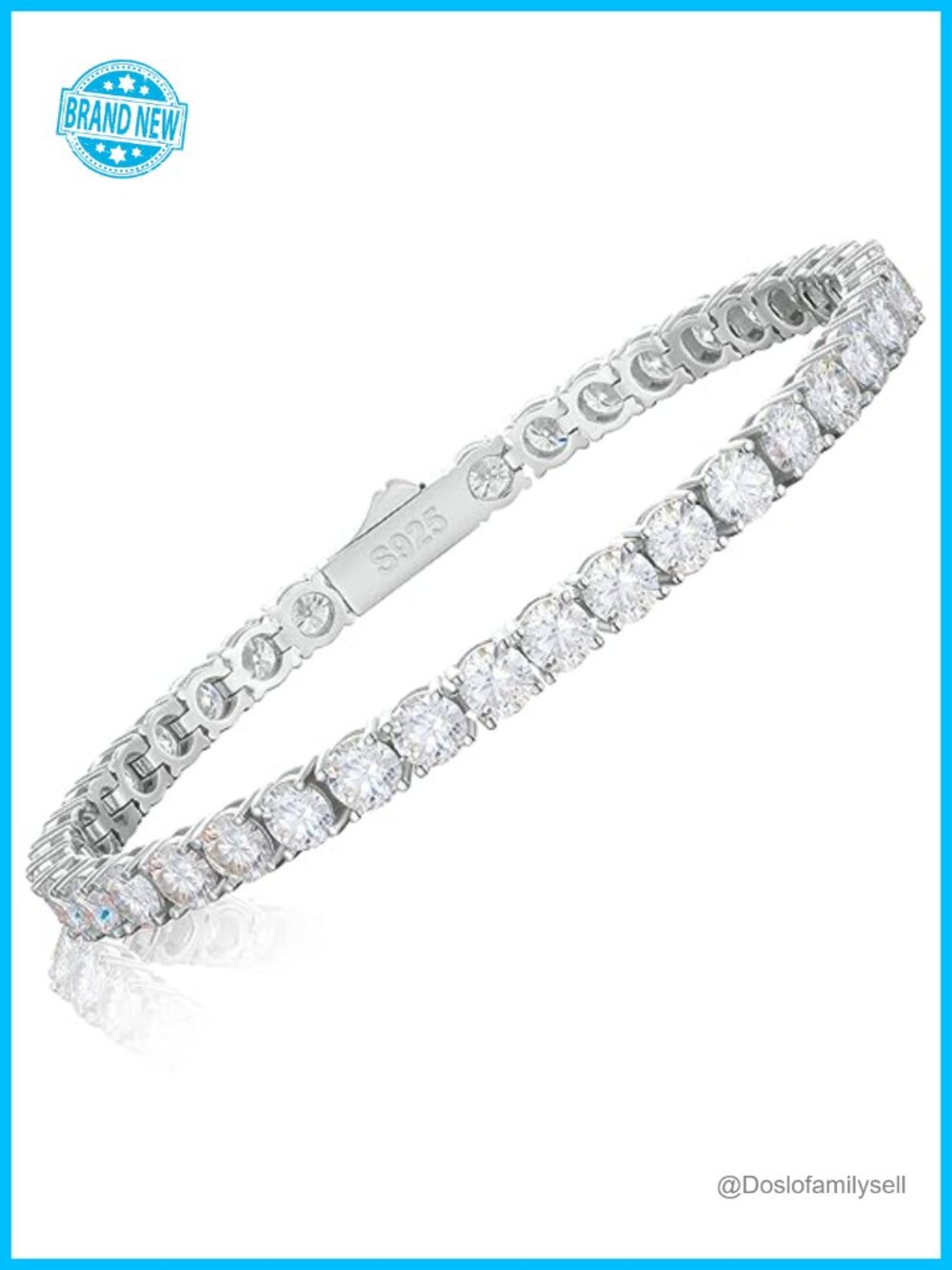 Moissanite Tennis Bracelet 5mm 925 Sterling Silver 18K Gold Plated 7.5in